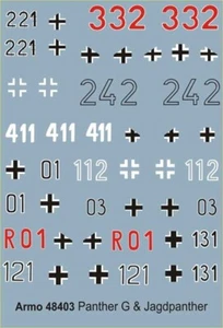 Armo 48403 1/48 Panther G & Jagdpanther (waterslide decals) - Imagen 1 de 3