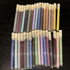 Lot of 34 Mill Hill FROSTED, SEED, PETITE GLASS BEADS Tubes