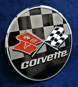 Letrero de metal en relieve de Chevrolet Corvette a cuadros - tienda de garaje bar decoración de cueva hombre - Imagen 1 de 10