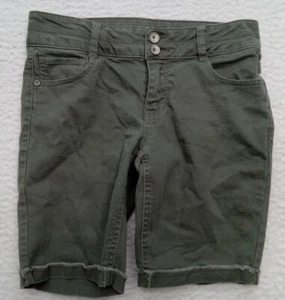 Imperial Star Girls 14 Green Bermuda Shorts Cuffs 5 Pocket Adjustable Casual - Picture 1 of 8