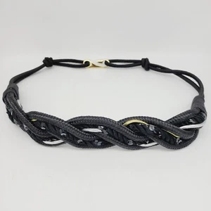 Vintage Bungee Belt Black Gold Silver Sequins Women's Accessories 80s Exc Cond - Picture 1 of 7