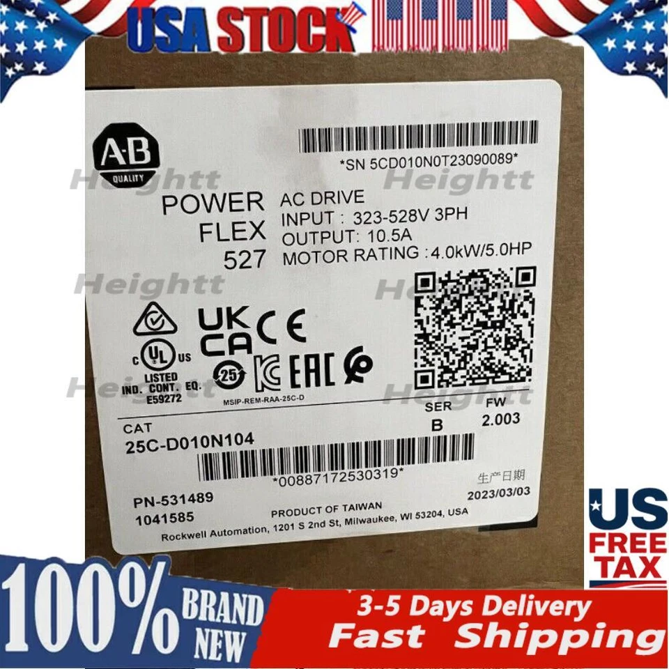 Allen-Bradley PowerFlex 527 AC Drive, 480 VAC, 3 Phase, 5 HP, No Filter