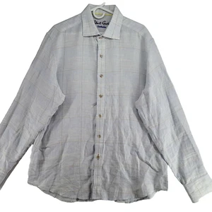 Robert Graham Exclusive Classic Fit Men's Size XL Blue Check Linen Casual Shirt - Picture 1 of 12