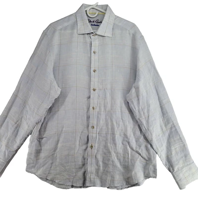 Robert Graham Exclusive Classic Fit Men's Size XL Blue Check Linen Casual Shirt - Image 1 of 4