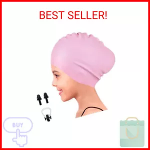 EcoNour Kids Swimming Cap for Boys and Girls Short Hair (Age 3-10) with Ear Plug - Picture 1 of 2