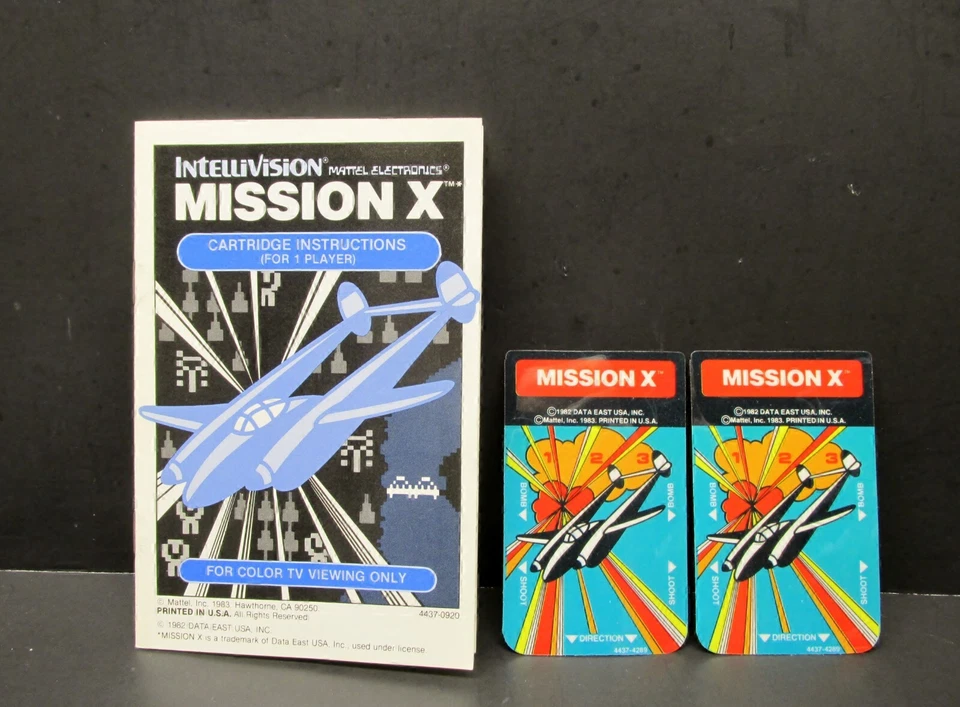MISSION-X, Intellivision, Mattel 1983, Manual & Two Overlays Only - Image 1 of 1