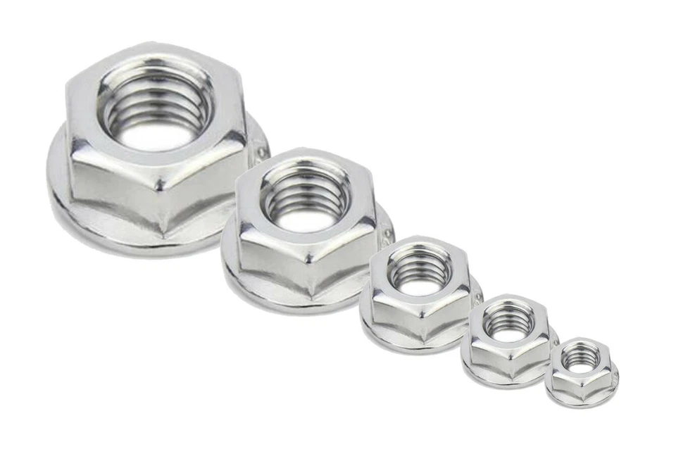 Edelstahl Bundmutter DIN 6923 M4 M5 M6 M8 M10 M12 Flanschmutter V2A Sechskant - Bild 1 von 1