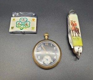 Antiguo reloj de bolsillo militar y otros dos artículos vintage lote de trabajo - Imagen 1 de 5