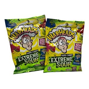 Warheads Extreme Sour Hard Candy FIVE FLAVORS  2oz bags Set of 2 