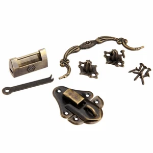 Hardware Decor Kit Jewelry Box Latch Hasp & Pull Handle & Chinese Old Lock Hot - Picture 1 of 7