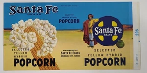 LABEL Can Santa Fe Indian Arkansas City Popcorn - Picture 1 of 1