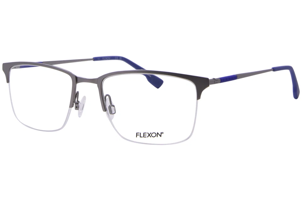 Flexon E1130 044 Eyeglasses Men's Matte Silver Semi Rim Rectangle Shape 55mm