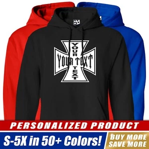 Custom Iron Cross HOODIE Personalized Chopper Biker Motorcycle MC Sweatshirt - Picture 1 of 35