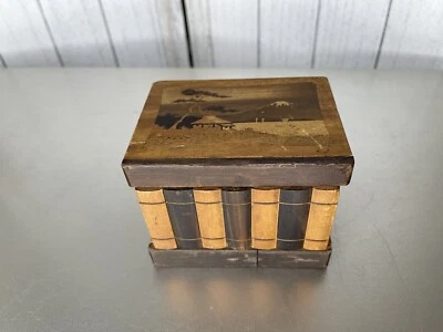 老式日本木制拼图盒 Mt. 富士日本无钥匙 — 第 1/4 张图片