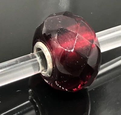 LAA Trollbeads Prisma Rojo Oscuro Vidrio Plata Esterlina Cuentas Retiradas TGLBE-10215 Foto 1 de 4