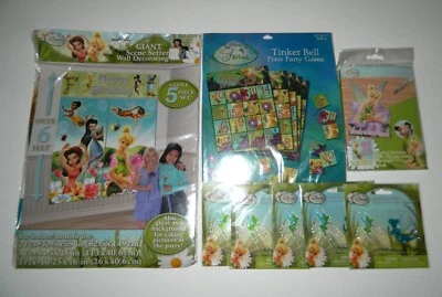 Disney феи TINKERBELL лот день рождения вечеринки сцены сеттер игры приглашает татуировки - Изображение 1 из 4