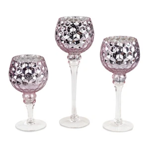 Windlicht 3-Set Pastell-Silber Glas 20,25,30 Kelch formano 890719 Kerzenständer - Bild 1 von 4