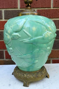 Rare Vintage Hollywood Regency Art Deco Stangl Pottery Lamp Flying Swallows - Picture 1 of 12