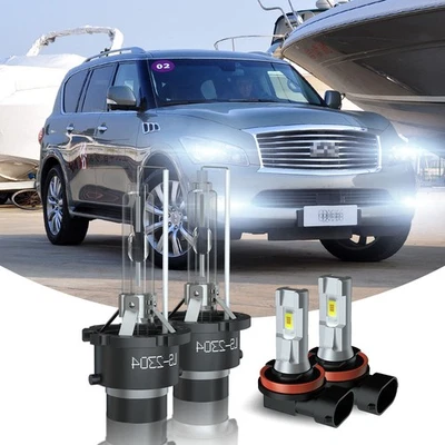For Infiniti QX56 2011-2013 Front HID Headlight High/Low Fog Light 4pcs Bulbs - Image 1 of 4