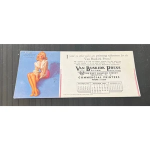Vintage 1951 Earl Moran Pin Up Advertising Blotter Card Calendar- Trenton, NJ - Picture 1 of 4