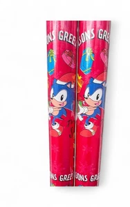 2 Rolls SONIC THE HEDGEHOG Christmas Gift Wrapping Paper 50 Sq Ft Total - Picture 1 of 3