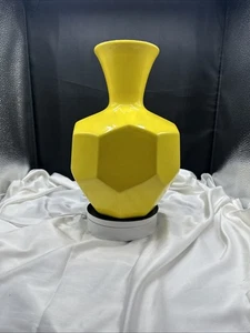 MCM Royal Haeger Geometric Yellow Glazed Vase. 11 3/4”-tall 24” wide. USA - Picture 1 of 18