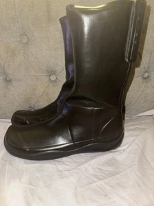 Prada Women’s Size 37 US 6.5 Triple Black Rubber Back Zipper Fashion Rain Boots - Picture 1 of 12
