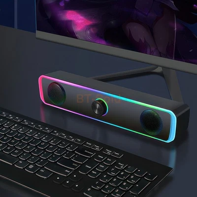 Wired USB /Bluetooth 5.0 Computer Stereo Laptop Speakers for Desktop PC SALE - Image 1 of 4