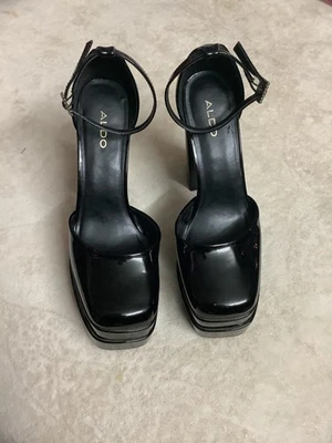 Zapatos de salón de bailarina exótica plataforma tacones altos Aldo para mujer TWICE13 charol negro Foto 1 de 4