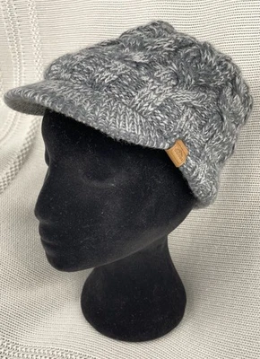 Para Mujer Adidas Cristal Brillo Gris Cable Tejido Gorra Sombrero Acrílico, Forrado Vellón Foto 1 de 4