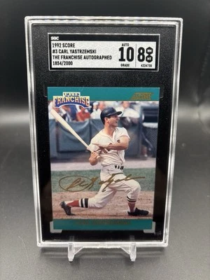 1992 Score Carl Yastrzemski The Fran.  Auto #3 #1854/2000  SGC 8 NM MT  Auto 10  - Image 1 of 2