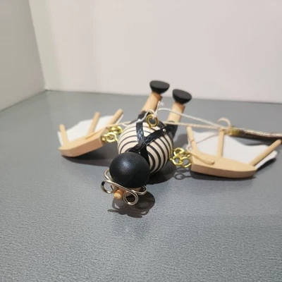 Wupper Airlines Crazy Jumpkins Wood Airplane Flying Man West Germany VTG Toy - Image 1 of 4