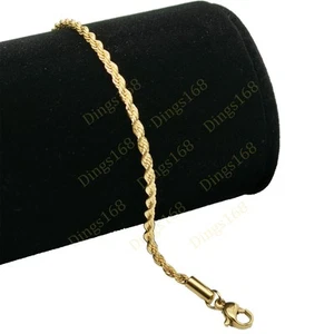 Genuine 18K Yellow Gold Filled Nickel/Lead-Free 6"/8" inch Rope Chain Bracelet - Picture 1 of 2