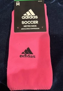 Adidas Neon Pink Metro Sock Soccer M Arch & Ankle Compress, New - Picture 1 of 2