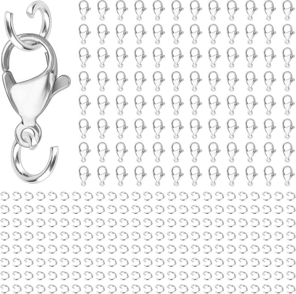 300Pcs Stainless Steel Lobster Claw Clasps for Necklace/Bracelet Jewelry Making, - Image 1 of 4