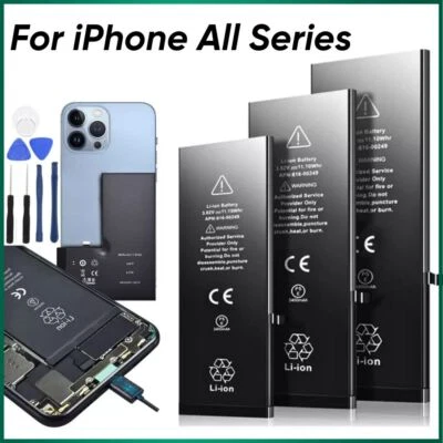 Batería Interna de Repuesto para iPhone 6 7 8 11 12 13 14 15 Pro X XR + Lote Herramientas Foto 1 de 4