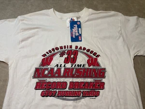 Vtg Ron Dayne 1999 #33 Rushing Record Wisconsin Badgers T-Shirt Large NEW - Picture 1 of 4