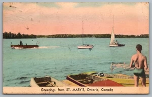 Postcard c1948 Greetings From St. Mary’s Ontario Canada Perth County - Picture 1 of 2