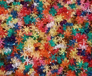 200 Pcs Assorted Transparent 18mm Starflake Sunburst Plastic Acrylic Craft Beads - Picture 1 of 3
