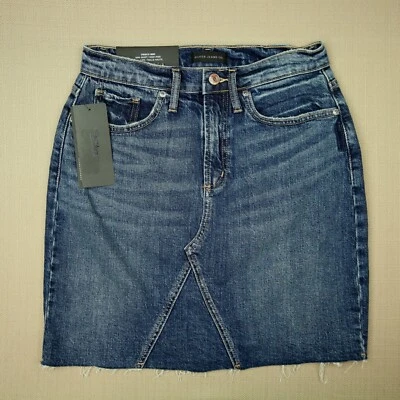 Minifalda de mezclilla plateada Jeans Frisco para mujer talla 2 dobladillo crudo lavado medio nueva con etiquetas Foto 1 de 4