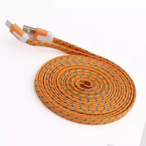 Fabric Braided flat noodle Data Sync Power Charger Cable FOR iPhone 7 6 plus 5s - Picture 1 of 21