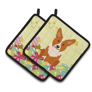 Carolines Treasures BB6100PTHD Easter Eggs Corgi Pair of Pot Holders - Picture 1 of 1