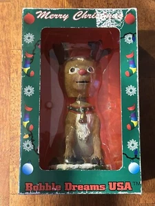 Bobble Head Rudolph el reno nariz roja Bobble Dreams EE. UU. con caja original - Imagen 1 de 6