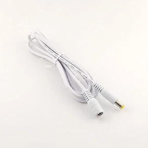 DC Power CCTV 5.5 x 2.1mm Female To Male Plug Adapter Extension Cable White 5ft - Picture 1 of 8