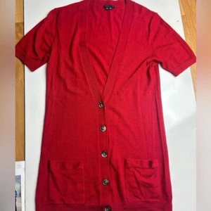 Theory Gwyneth new cashmere red long cardigan sz M - Picture 1 of 5