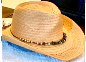 Western Straw Cowboy Hat – Stylish & Breathable with Beaded Hat Band - Picture 1 of 7