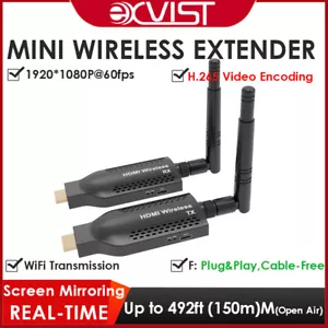 Wireless HDMI Extender 1080P Full HD 492ft (150m) 1RX+1TX Plug and Play, tragbar - Bild 1 von 6