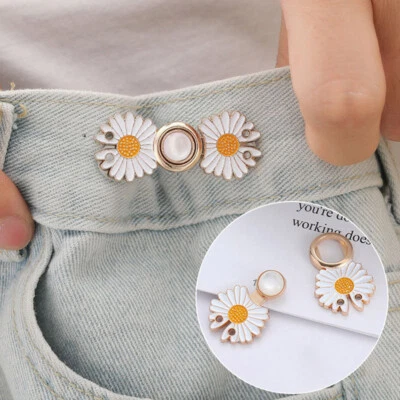 2x Pants Waist Tightener for Trousers Waist Adjuster Waistband Jean Button Pins - Image 1 of 4