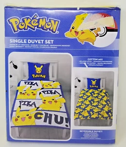 Pokemon Pikachu Twin Size 53"x 78" Reversable Duvet Cover & Pillowcase - NEW - Picture 1 of 2