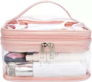 Double Layer Clear Cosmetic Bag Makeup Bag, Waterproof Travel Toiletry Bag, Tran - Picture 1 of 8